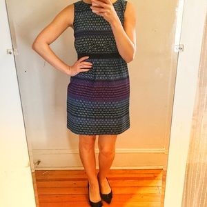 LOFT PETITE Patterned dress with elastic belt